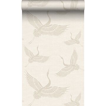 wallpaper crane birds sand color from Origin Wallcoverings