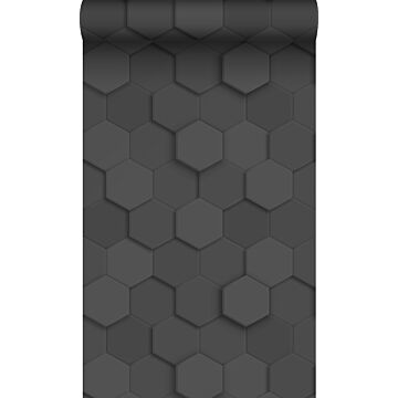 wallpaper 3d honeycomb motif black from Origin Wallcoverings