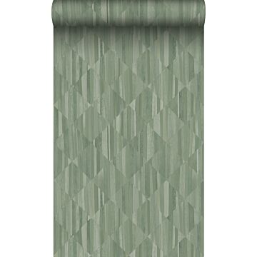 wallpaper 3D wood effect grayish green from Origin Wallcoverings