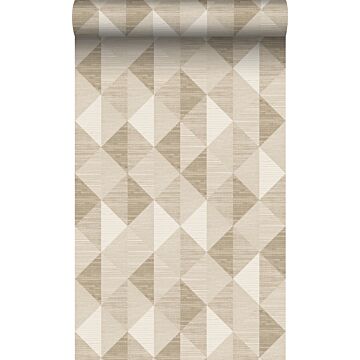 eco texture non-woven wallpaper grasscloth in graphic 3D motif sand beige from Origin Wallcoverings