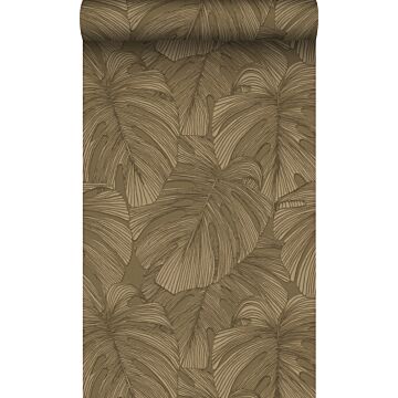 wallpaper 3D print leaves brown from Origin Wallcoverings