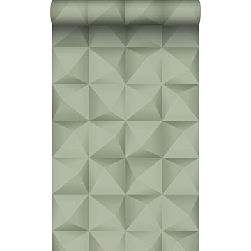 eco texture non-woven wallpaper 3D print light gray green from Origin Wallcoverings
