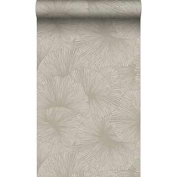 wallpaper 3D print leaves taupe from Origin Wallcoverings