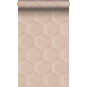 eco texture non-woven wallpaper 3d honeycomb motif light pink from Origin Wallcoverings