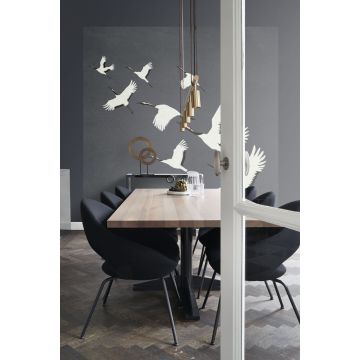 dining room wall mural crane birds dark gray 357235