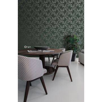 dining room wallpaper bamboo leaves dark green 347738