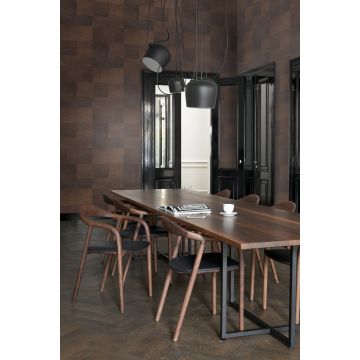 dining room non-woven wallpaper XXL tile motif with leather look brown 357237