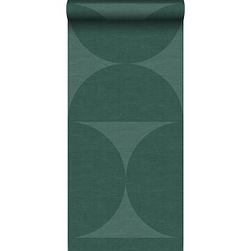 non-woven wallpaper XXL semicircles dark green from Origin Wallcoverings