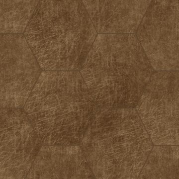 self-adhesive eco-leather tiles hexagon cognac brown from Origin Wallcoverings