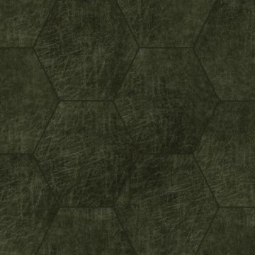 self-adhesive eco-leather tiles hexagon olive green from Origin Wallcoverings