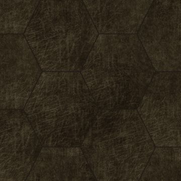 self-adhesive eco-leather tiles hexagon dark brown from Origin Wallcoverings