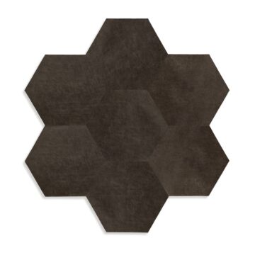 self-adhesive eco-leather tiles hexagon dark brown from Origin Wallcoverings
