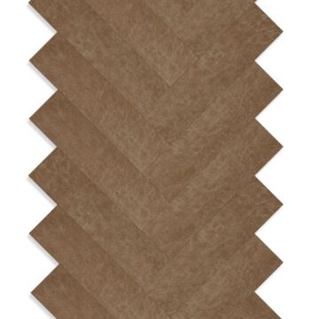 self-adhesive eco-leather tiles herring bone pattern cognac brown from Origin Wallcoverings