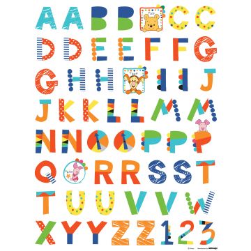 wall sticker Winnie the Pooh alphabet orange, green and blue from Disney
