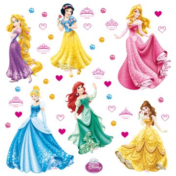wall sticker princesses pink, yellow and blue from Disney