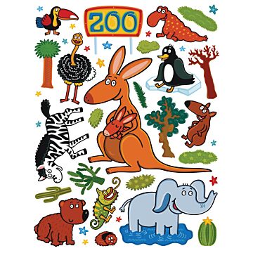 wall sticker zoo animals green, brown and blue from Sanders & Sanders