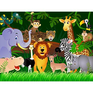 wall mural jungle animals green, yellow and brown from Sanders & Sanders