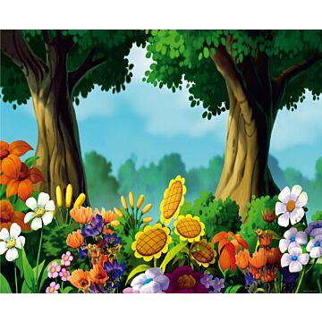 wall mural wooded landscape green, yellow and blue from Sanders & Sanders