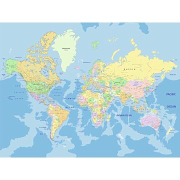 wall mural world map blue, yellow and green from Sanders & Sanders