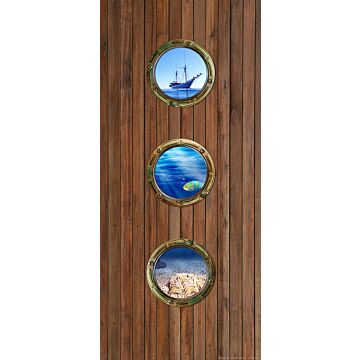 poster wooden planks brown and blue from Sanders & Sanders