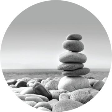self-adhesive round wall mural stacked pebbles gray from Sanders & Sanders