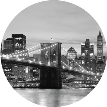 self-adhesive round wall mural Brooklyn Bridge New york black and white from Sanders & Sanders