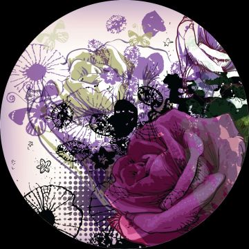 self-adhesive round wall mural flowers purple and pink from Sanders & Sanders