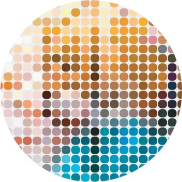self-adhesive round wall mural figurative design orange, blue and pink from Sanders & Sanders