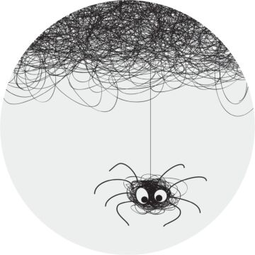 self-adhesive round wall mural spider black and white from Sanders & Sanders