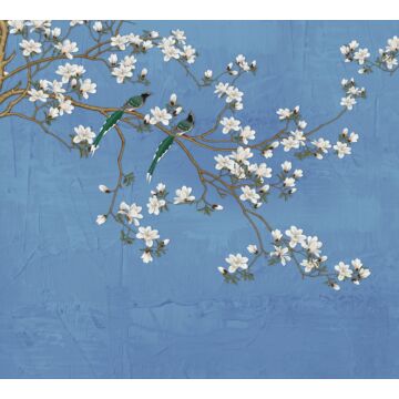 wall mural blossom branches grayed vintage blue from Sanders & Sanders