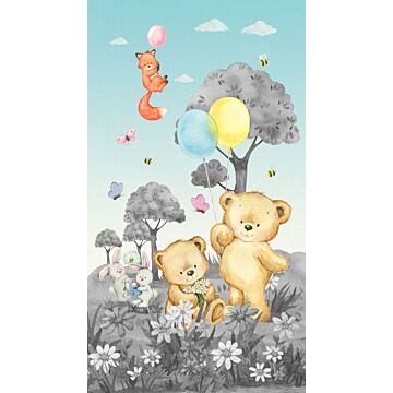 wall mural forest with forest animals gray and blue from Sanders & Sanders