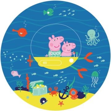 self-adhesive round wall mural Peppa Pig blue and yellow from Sanders & Sanders