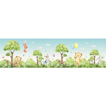 self-adhesive wallpaper border forest with forest animals green and blue from Sanders & Sanders