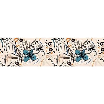 self-adhesive wallpaper border floral pattern beige, blue and orange from Sanders & Sanders