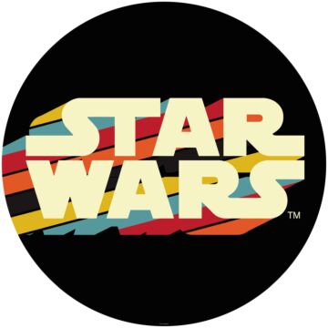 self-adhesive round wall mural Star Wars Typeface multicolor on black from Komar
