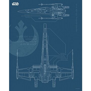 poster Star Wars Blueprint X-Wing dark blue from Sanders & Sanders
