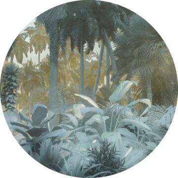 self-adhesive round wall mural exotic jungle blue and green from Sanders & Sanders
