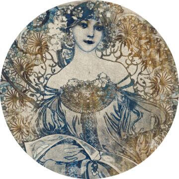 self-adhesive round wall mural goddess beige and blue from Sanders & Sanders