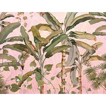 wall mural leafs pink and green from Sanders & Sanders