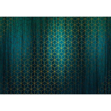 wall mural graphic teal and gold from Sanders & Sanders