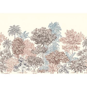 wall mural trees antique pink and grayed vintage blue from Sanders & Sanders