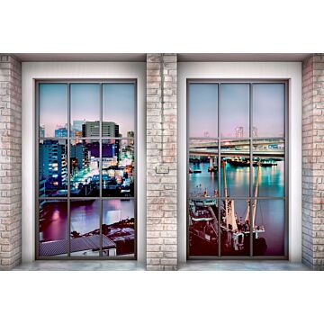 wall mural city view gray, blue and pink from Sanders & Sanders