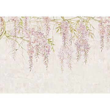 wall mural flowers sand color and lilac pink from Sanders & Sanders
