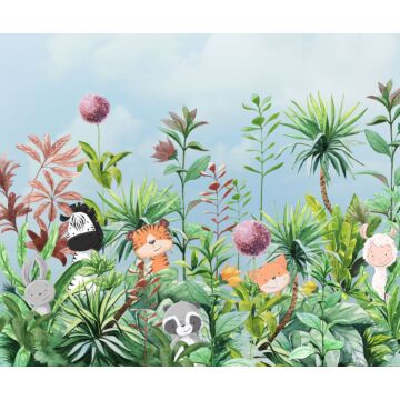 wall mural jungle animals green and blue from Komar