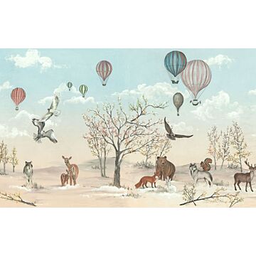wall mural hot air balloons blue and beige from Komar
