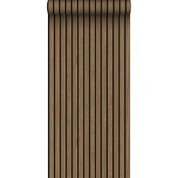 wallpaper wooden slats with 3D effect brown from Sanders & Sanders