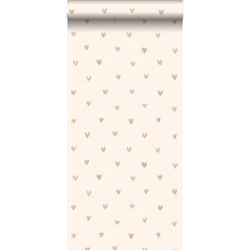 wallpaper confetti hearts beige and gold from Walls4You