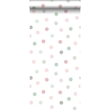 wallpaper large dots green, pink and gray from Walls4You