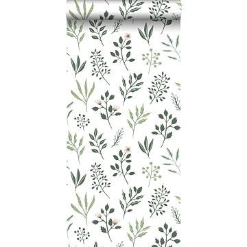 wallpaper wildflowers green and white from Walls4You
