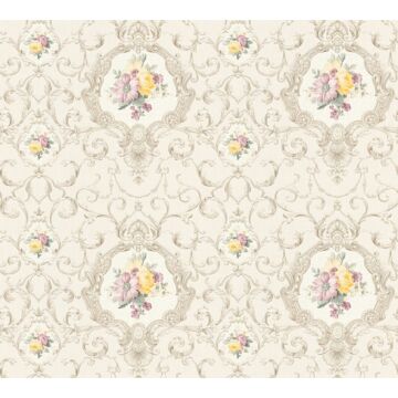 wallpaper baroque print sand color from A.S. Création